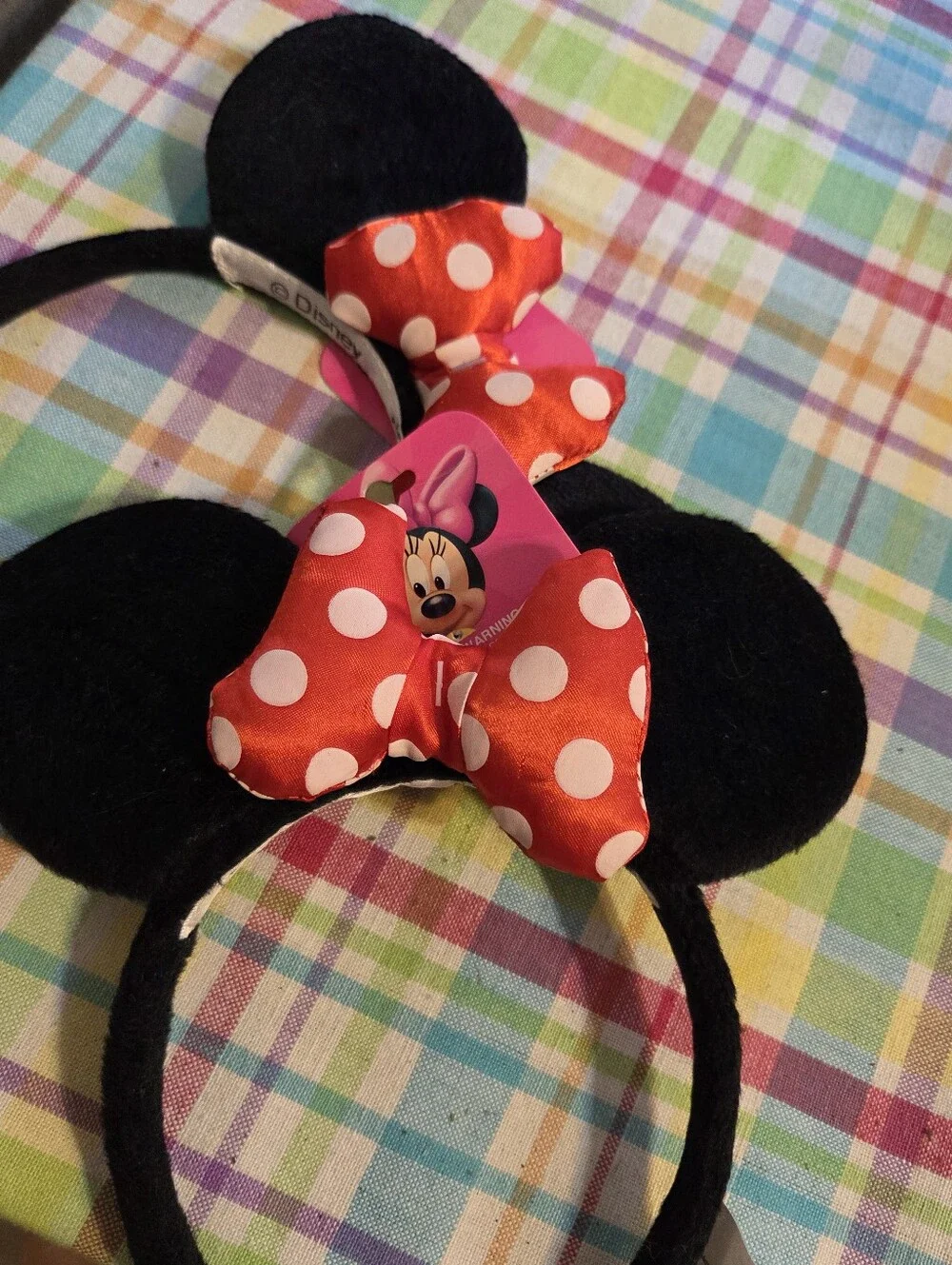 Disney Minnie Mouse Black Ear Headband with Red Polka Dot Bow